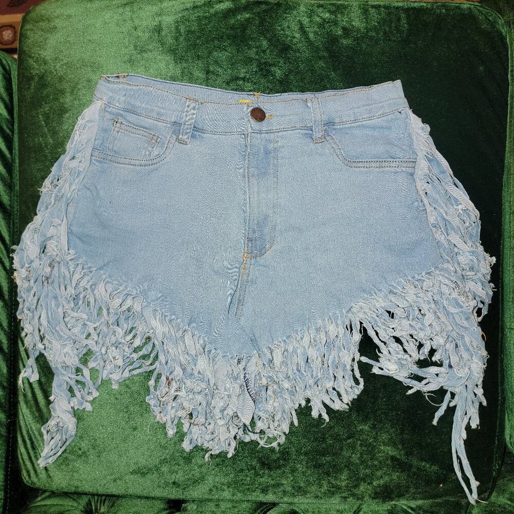 🎉 NEW AMAZING STRETCH FRINGE SHORTS JEANS DENIM